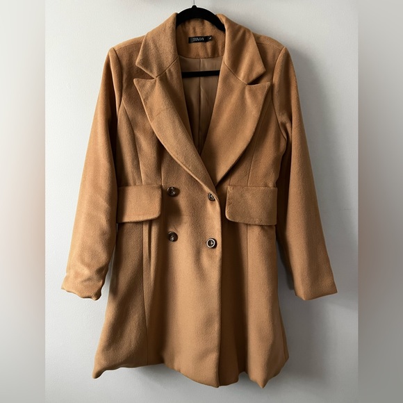 Jackets & Blazers - Women’s Double-Breasted Camel Wool Long Coat HP